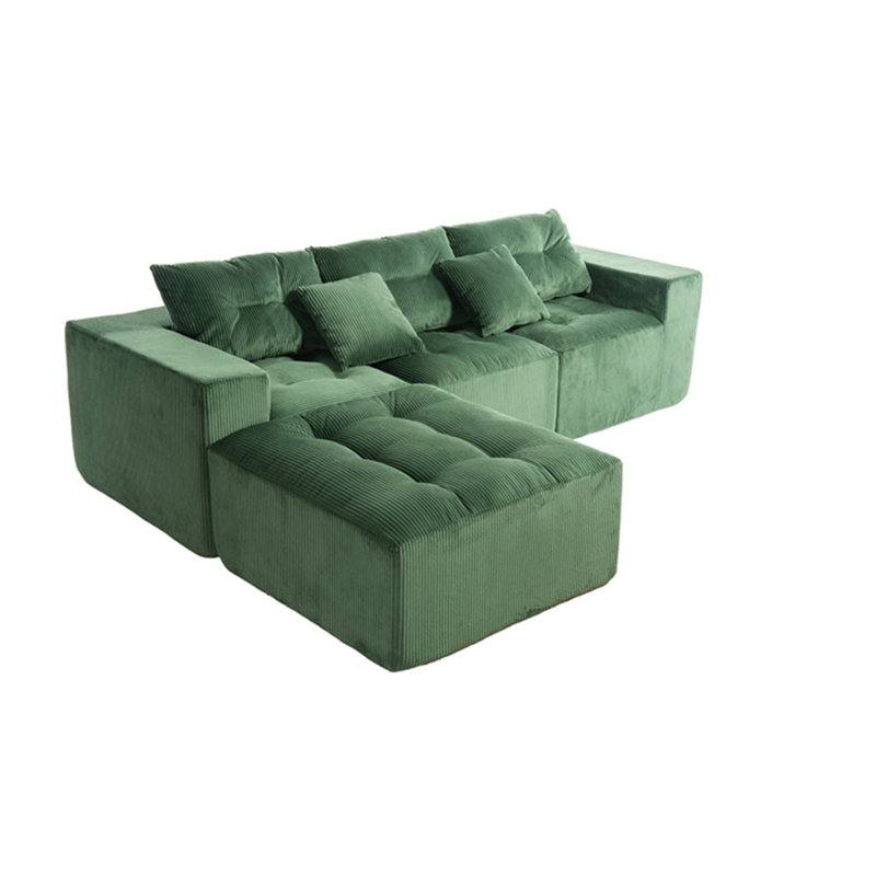 Canapé modulaire à compression en L 101 po, canapé Cloud confortable à 3 places, tissu en velours côtelé, avec repose-pieds mobile, combinaison de bricolage gratuite, convient au salon, à la chambre à coucher, à l’appartement