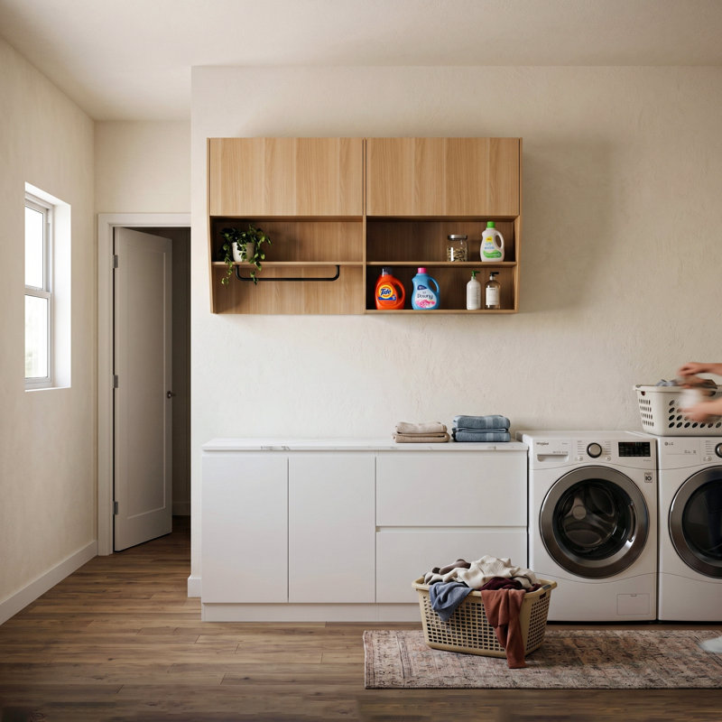 Laundry Cabinet Set With Wall Unit – Sink-Ready, Pull-Out Baskets, Anti-Moisture