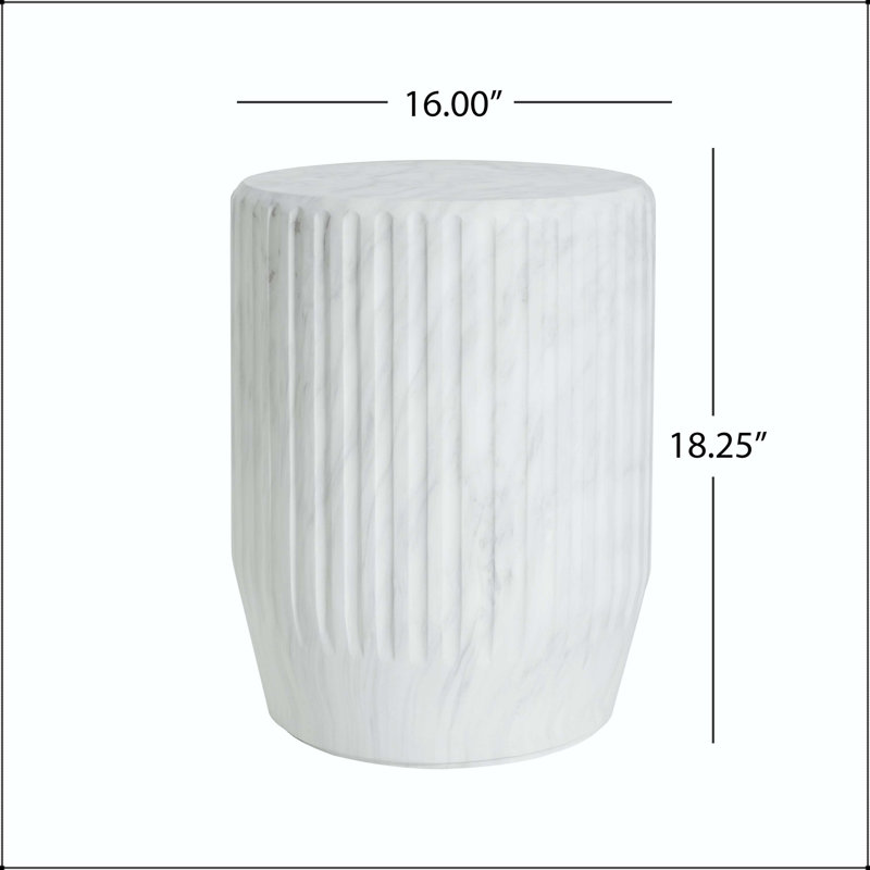 Table d'appoint d'extérieur sculptée Cicci - Blanc avec motif cylindrique