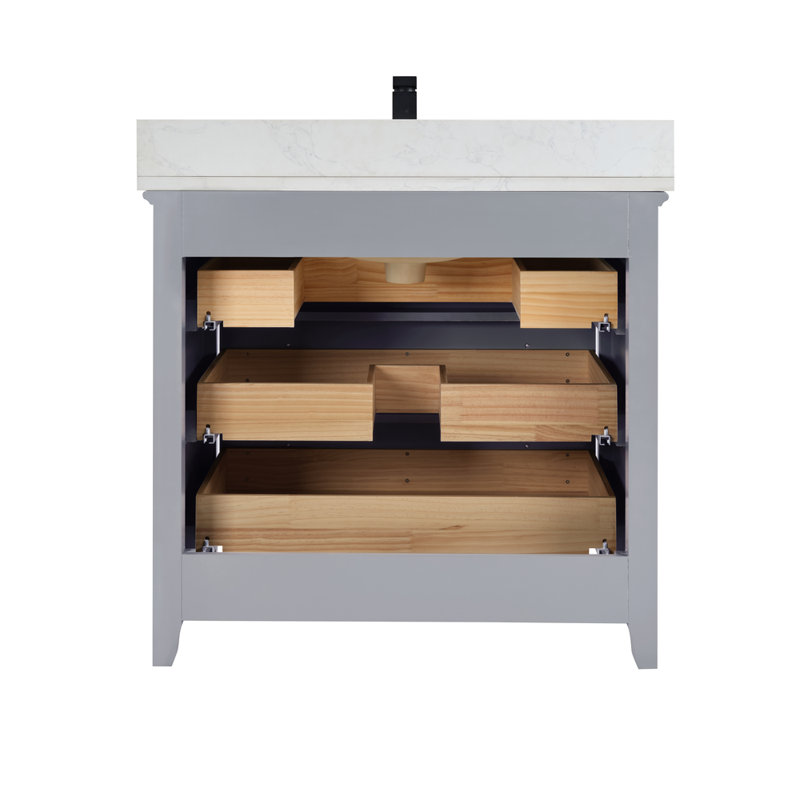 36" Cadet Finish Solid Wood Sink Vanity  With 1' Artificial Stone Top, Cadet