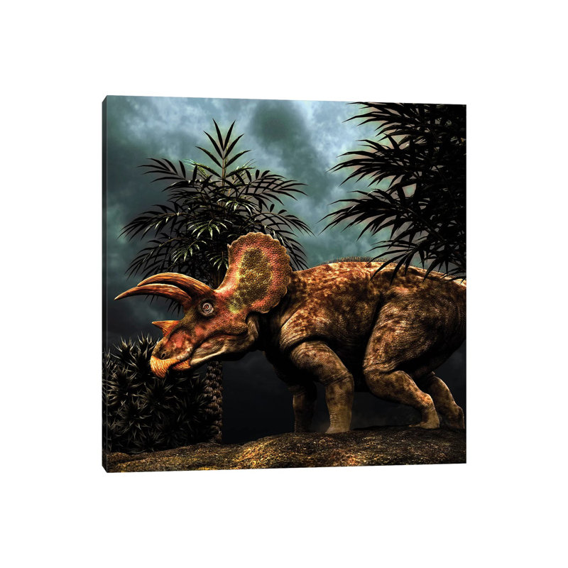 Triceratops Was A Herbivorous Dinosaur From The Cretaceous Period by Philip Brownlow - Wrapped Canvas Gallery-Wrapped Canvas Giclée