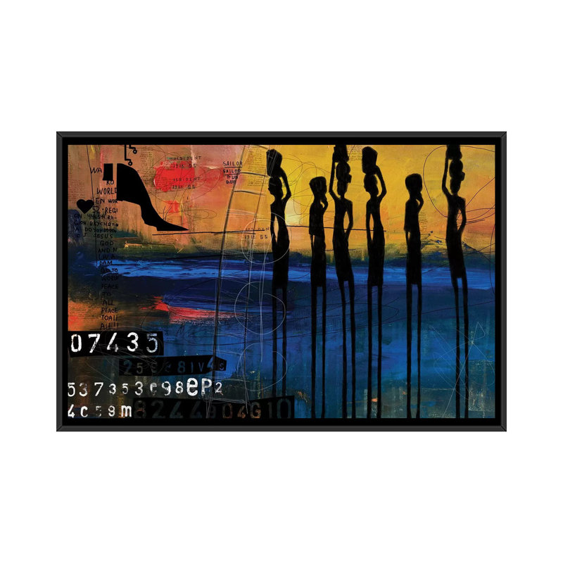 Tribes Men par Nikki Chu - imprimé, H 40 po x l 60 po x 1,5 po, Cadre noir