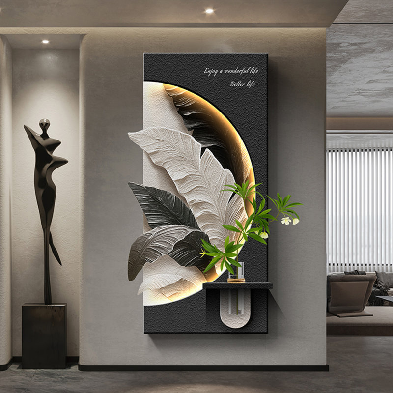 Décoration de hall d'entrée hydroponique à DEL noir et gris gris, H 47,24 po x l 23,62 po x P 1,18 po