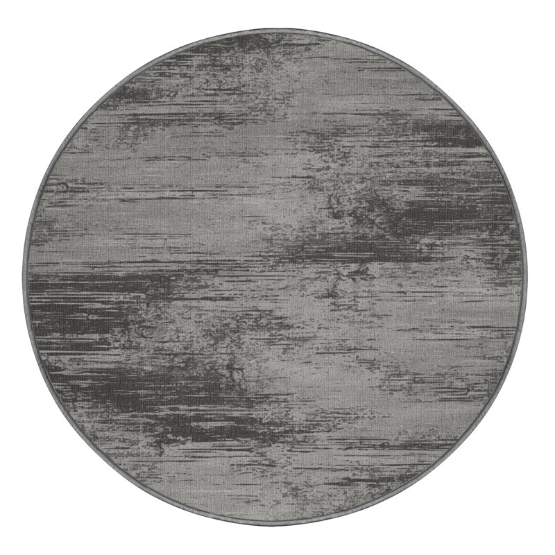 Machine Washable Space Gray Area Rug, Round 7'