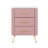 Upholstered Wooden Nightstand With 3 Drawers And Metal Legs&Handles, Bedside Table With Marbling Stickers Worktop - Pink-1786089095