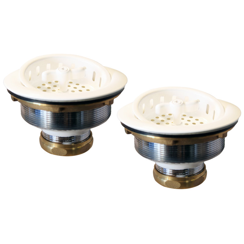Ensemble de 2 crépines d'évier de cuisine pour drain, Blanc thermolaqué