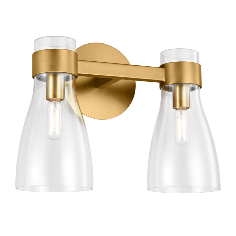 Burnished Brass and Glass Single Light Vanity Sconce
