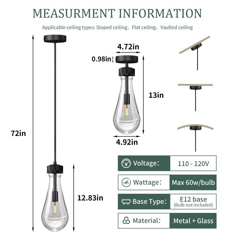 Luminaire suspendu moderne pour la cuisine, Noir mat