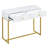 Modern console table with two storage drawers & stripe design, sleek entryway sofa table for living room & hallway, white