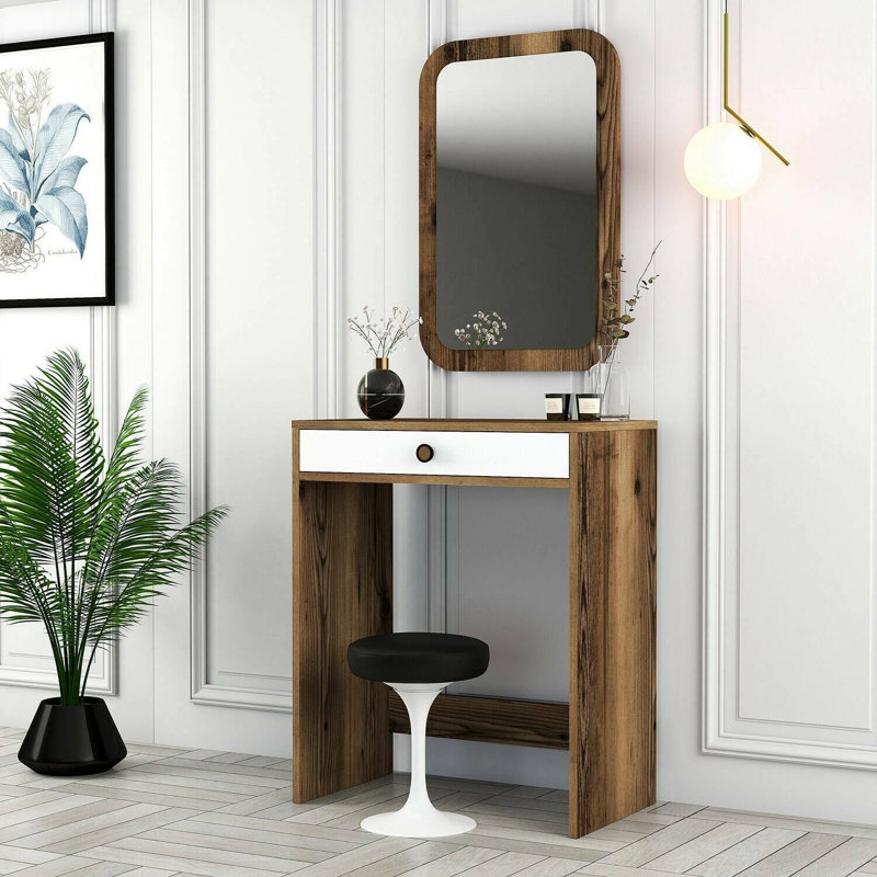 Davis Writing Desk, Walnut/White