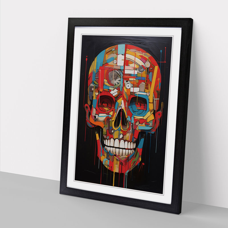 Skull Dadaism Art - Framed Print, Black Framed, 34cm H x 25cm W x 2cm D