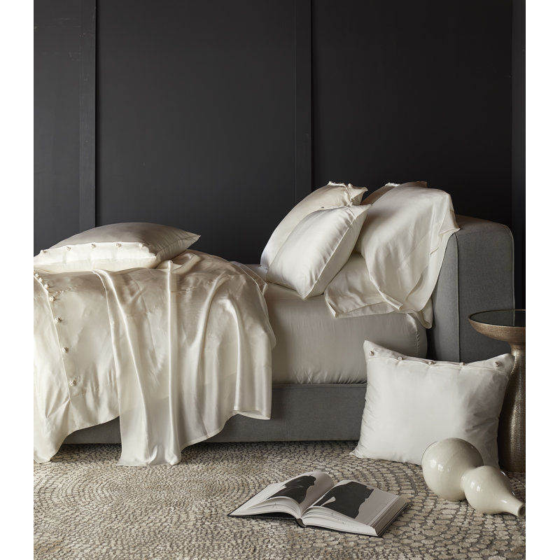 Charmeuse Duvet Cover, Ivory, Queen Duvet Cover