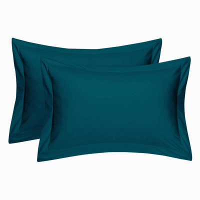 Luxury Teal 600TC Queen Pillow Shams - Set of 2 | Heavy Quality Decorative Pillow Sham with 2 Inch Flange | Queen Size 20X30 | Soft & Stylish