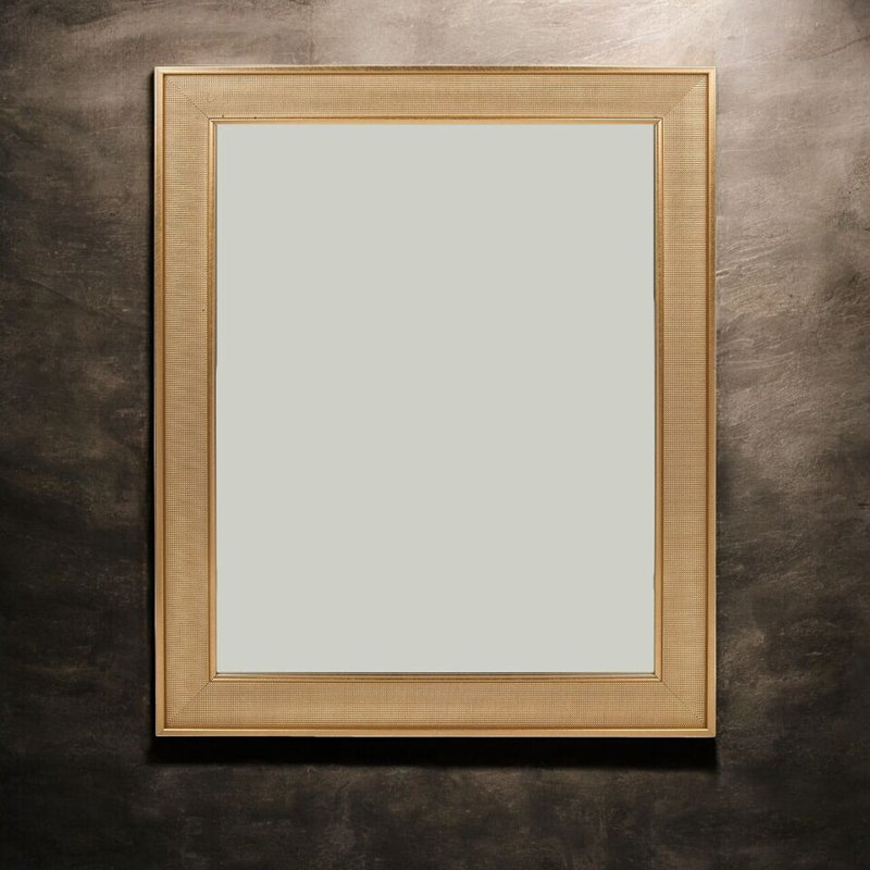 Hollins Solid Wood Rectangle Mirror, Gold