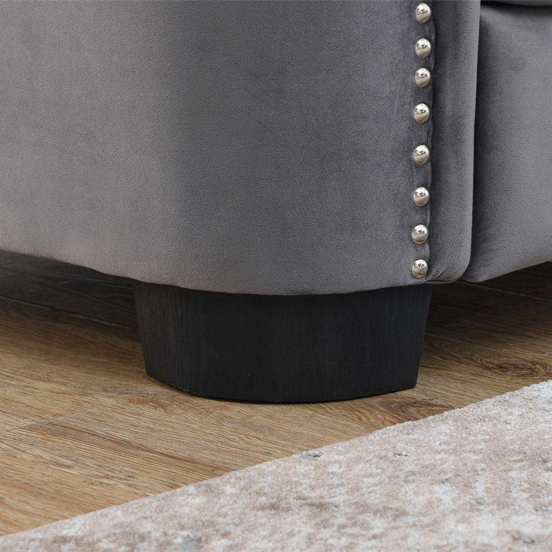 Causeuse Alexandrie, Velours gris velours, 2, H 30 po x l 59 po x P 31,5 po