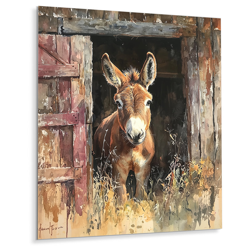 Marguy - reproduction d'art moderne en métal, décoration murale âne en métal, H 20 po x l 12 po