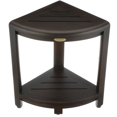 Tablette de coin en teck DecoTeak Classic, l 17 po Satori, petit banc de salle de bain, tabouret de douche en teck, tablette de coin en teck, brun bois