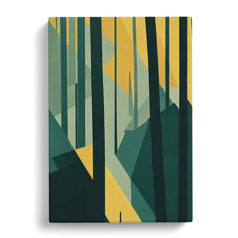 Block Print Forest Abstract No.1 - Wall Art, Wrapped Canvas, 50cm H x 35cm W x 3cm D, No Matte