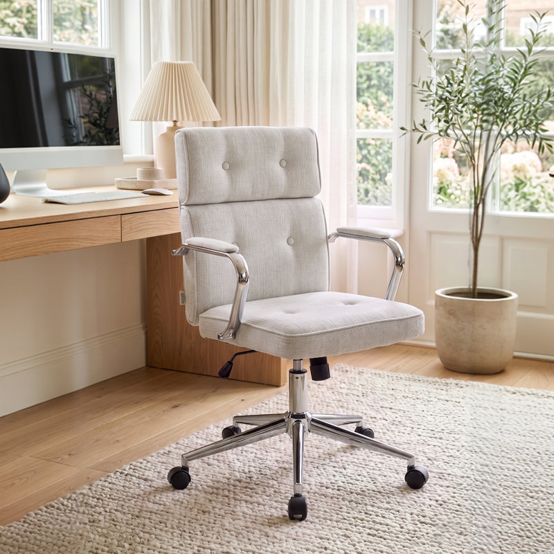 Chenille office chair, White