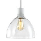 10" E26 Clear Dome Glass Pendant Light And Satin Brushed Black With Nickel Metal Finish