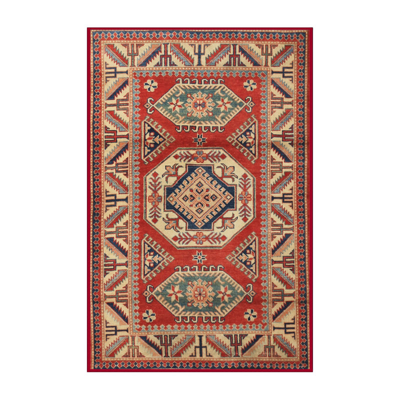 Tapis traditionnel rouge / ivoire, Rectangulaire 8 pi x 12 pi