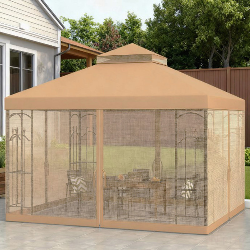 Gazebo, moustiquaire pour l'extérieur avec tablettes d'angle