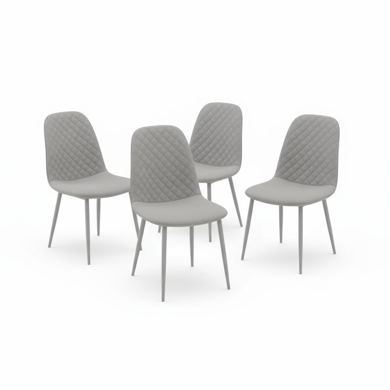 4 - Person Dining Set, Grey, 75cm H x 117cm W x 77cm D