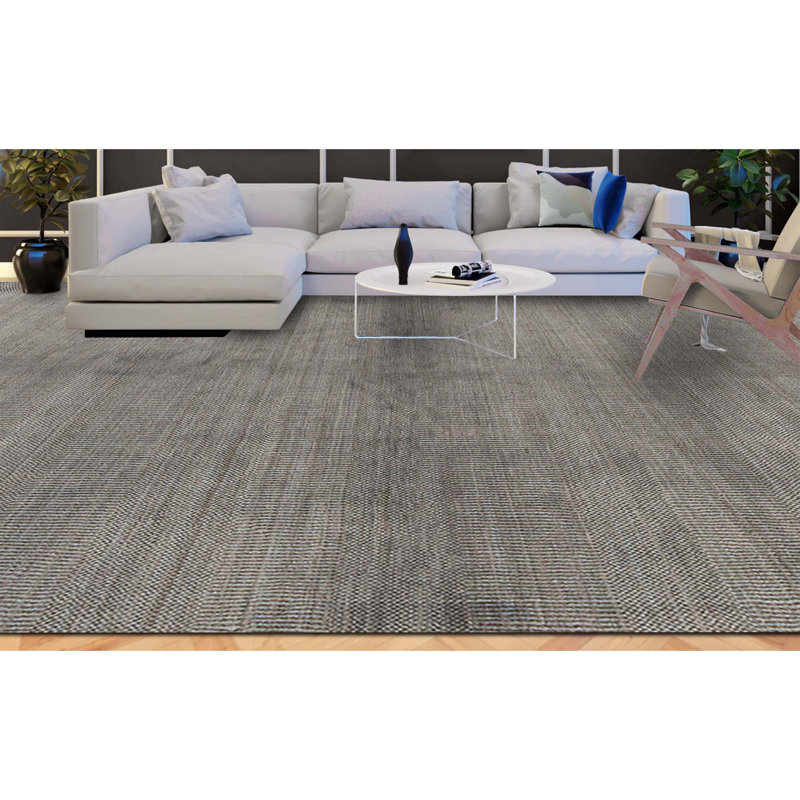 Tapis bleu et gris noué à la main de haute qualité, Rectangle 8'9" x 11'9"
