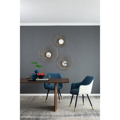 Ensemble de 2 chaises d'appoint bleues pour chambre à coucher, avec structure et siège bicolore - 59 x 59 x 86 cm, pieds en fer, rembourrage en mousse confortable