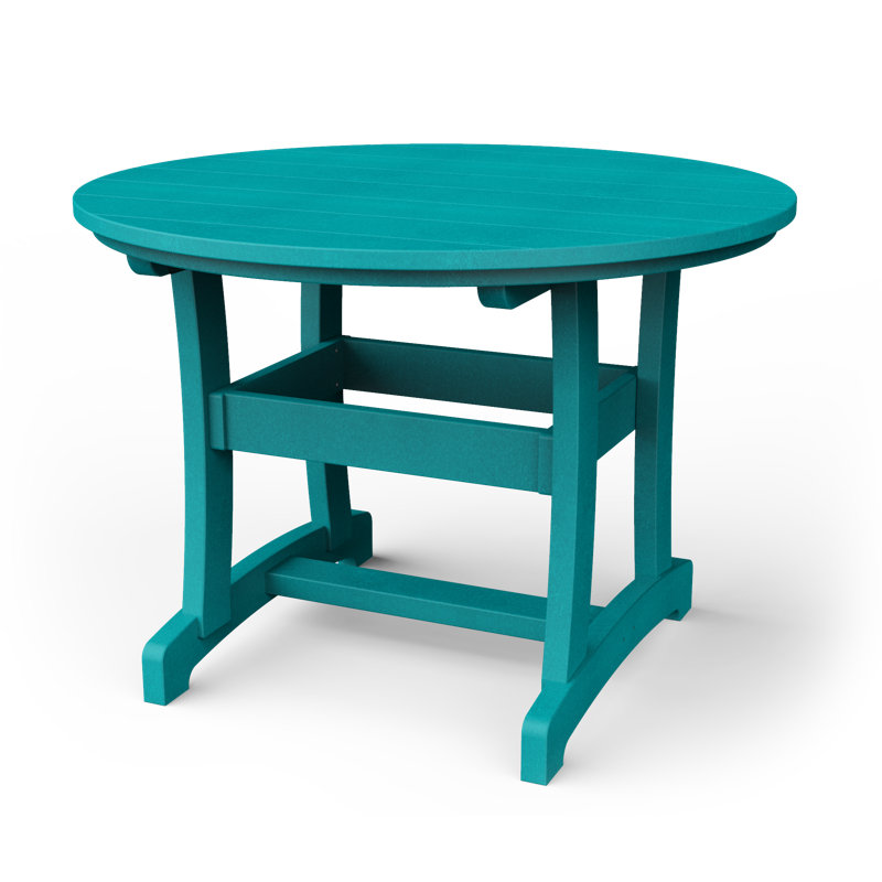 Stella Metal Outdoor Dining Table With Umbrella Hole , in. W in. D, Aruba Blue, 42" H x 42" W x 42" D