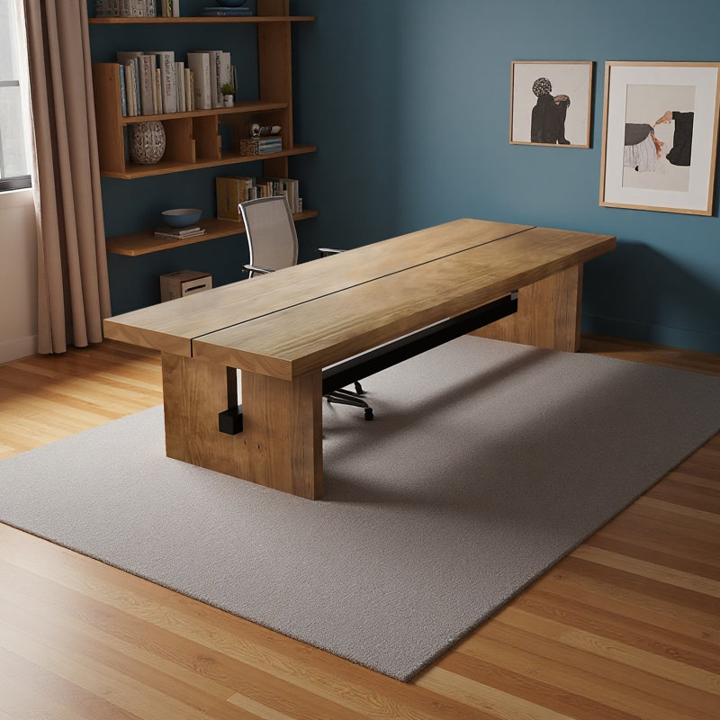 Rectangular solid wood office table, 29.53" H x 102.36" W x 39.37" D