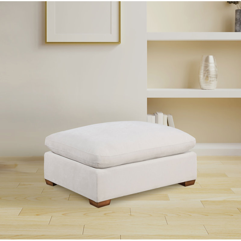 Repose-pieds rectangulaire rembourré ivoire Trayce, Blanc