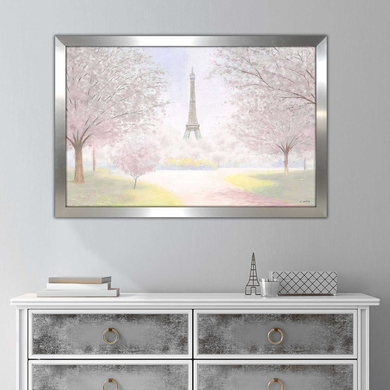 «Pretty Paris» par James Wiens - Peinture, Encadrement argenté, H 21,5 po x l 27,5 po x P 0,75 po