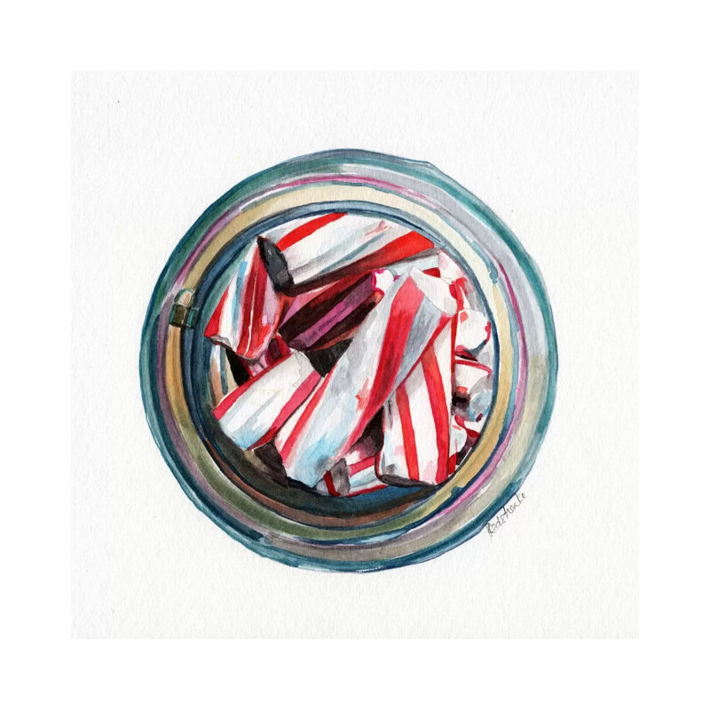 Ball Jar Candy Cane Sticks by Jennifer Redstreake - Wrapped Canvas Print, 30.48cm H x 30.48cm W x 1.905cm D