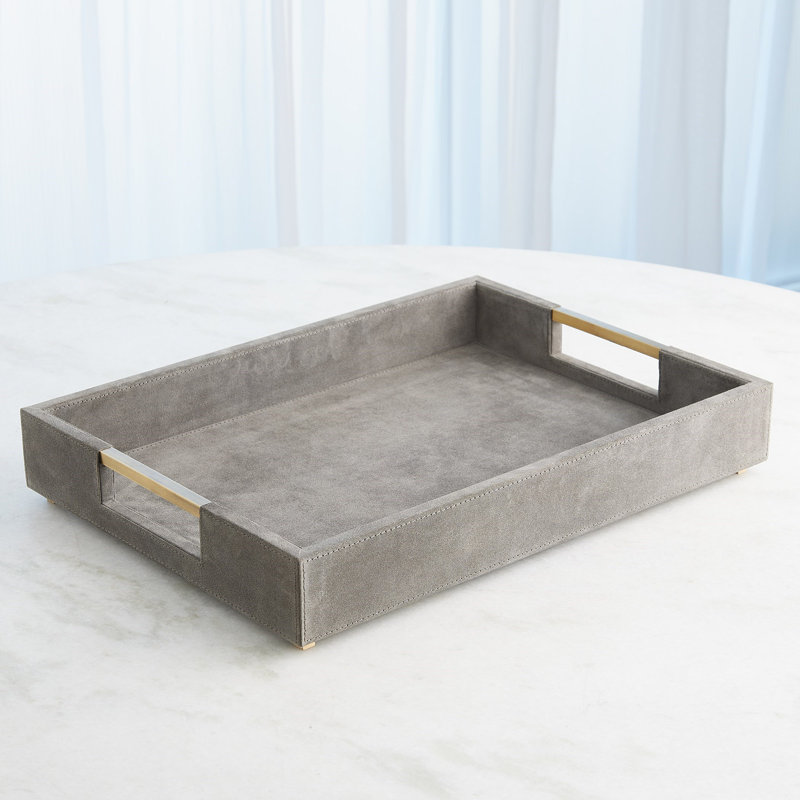 Posh Tray-Grey Suede-Lg, 3.75" H x 22" W x 16.5" D