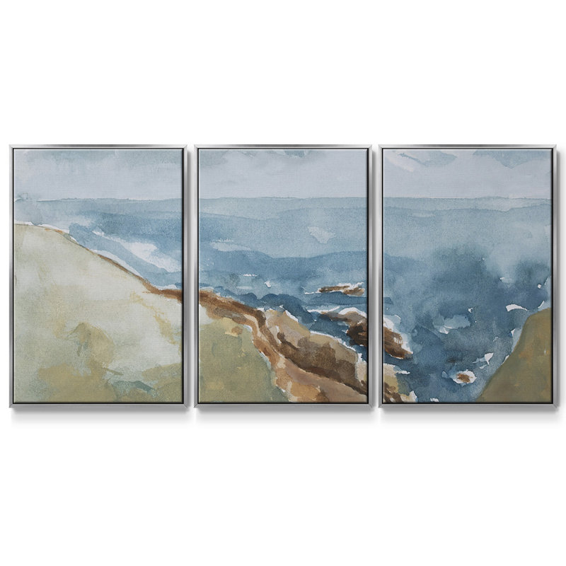 Falaises de Sonoma, 3 pièces, Encadrement argenté, H 36 po x l 75 po