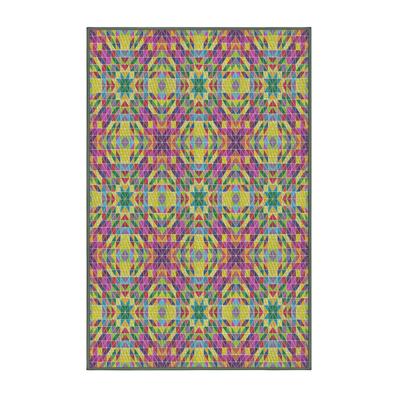 Motif géométrique rose Tapis décoratif, Rectangle 5 pi x 7 pi