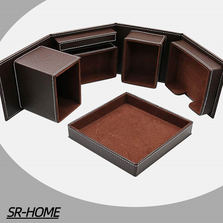 SR-HOME Faux Leather Desk Organizer