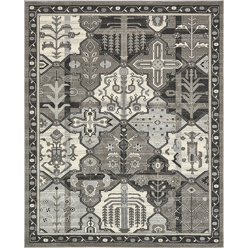 Tapis à motif oriental gris Soledad, Rectangle 10 pi 6 po x 16 pi 5 po