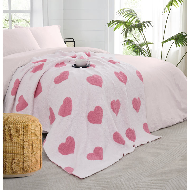 Truly Soft Cozy Hearts Reversible Throw