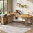 L Shaped Executive Office Desk with Storage and Mobile File Cabinet, 63 Inch Computer Desk, Light Brown-123299407