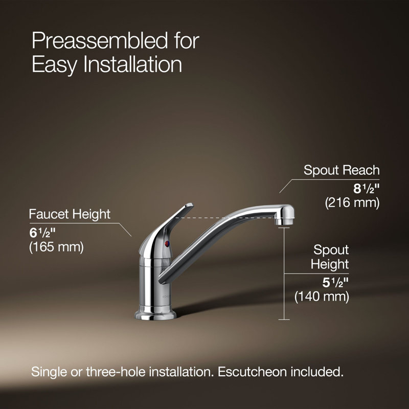 Single Handle Kitchen Faucet, Polished Chrome