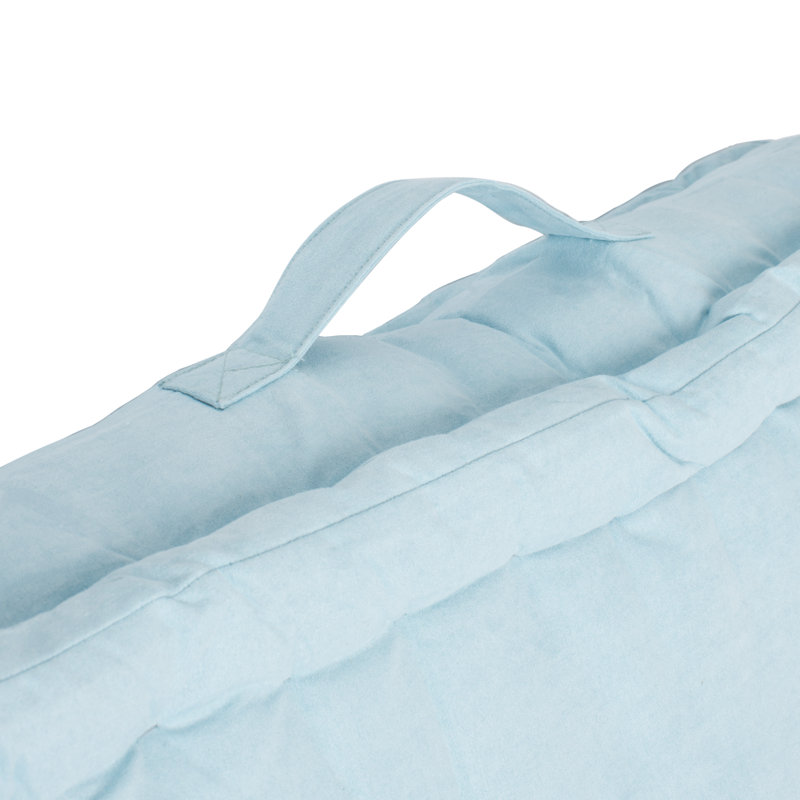 Light Blue Square Polyfill Floor Pillow with Handle