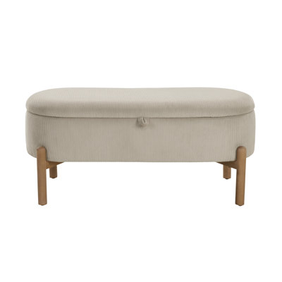 Banc de rangement avec siège rembourré en velours côtelé taupe et pieds relevables en bois massif 1pc