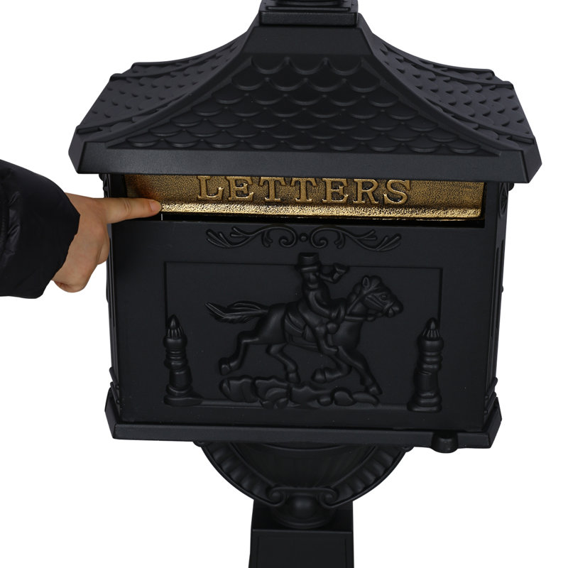 Aluminum Post Mounted Mailbox, Black