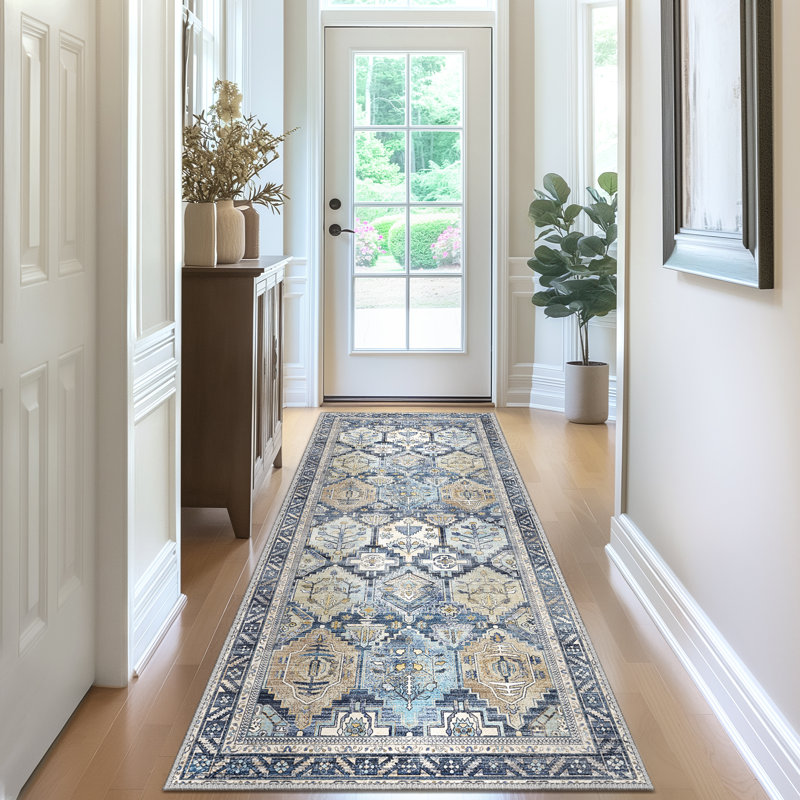  Fayanna Oriental Machine Washable Area Rugs with Non-Slip Backing, Runner 2' x 5'