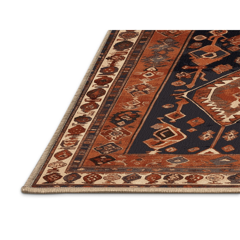 Tapis brun turc lavable à la machine, Carré 5 pi