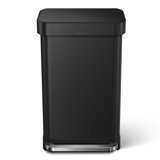 simplehuman 45 Liter / 12 Gallon Rectangular Hands-Free Kitchen Step Trash Can, Matte Black Steel