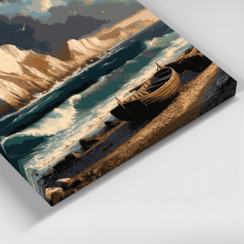 Art mural sur toile noir côtier côtier, H 11 po x l 14 po