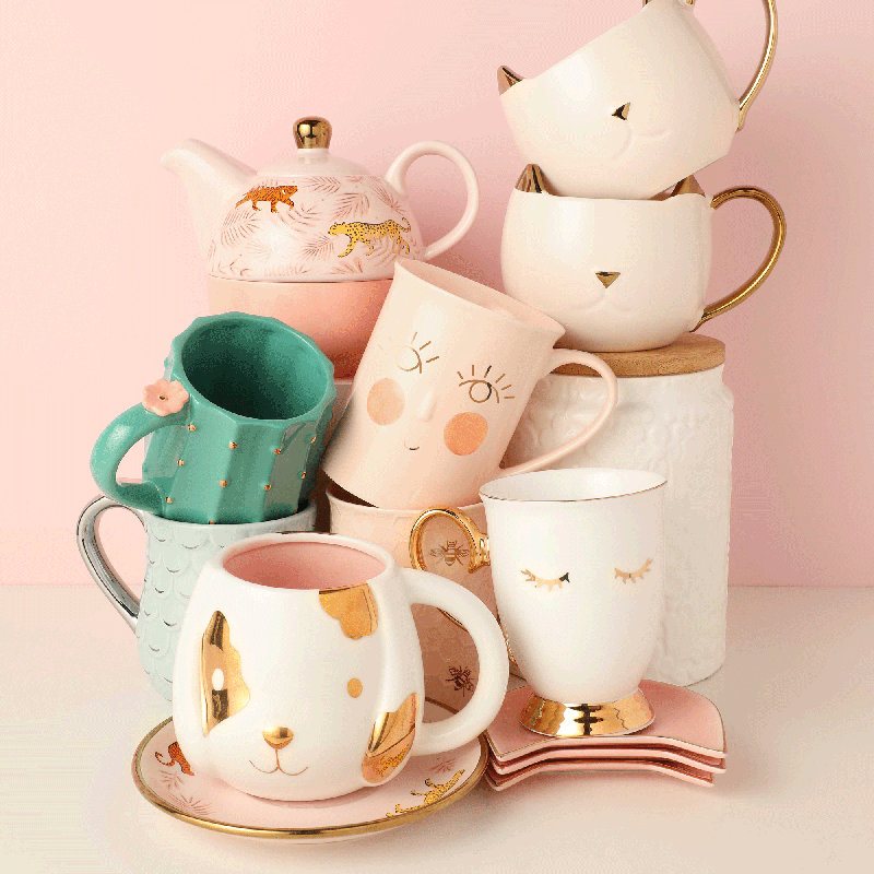 Personalized Pink Ceramic Tea Infuser Mug with Lid